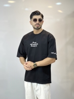 تیشرت دورس دونخ مینیمال آستین چاپ مشکی