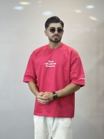 تیشرت دورس دونخ مینیمال آستین چاپ سرخابی