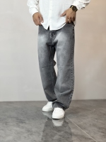 شلوار نیم بگ جین J طوسی سایه کد 301