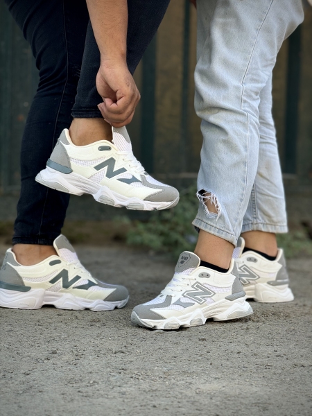 ست کتونی 9060 سفید طوسی پنجه طوسی