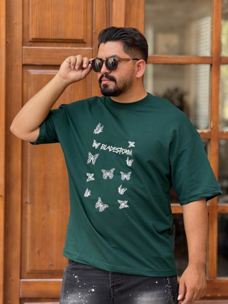 تیشرت گلدوزی پروانه سبز
