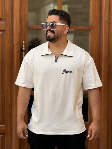 تیشرت نیم زیپ بروکلین سفید