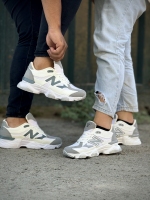 ست کتونی 9060 سفید طوسی پنجه طوسی