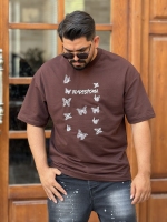 تیشرت گلدوزی پروانه قهوه ای