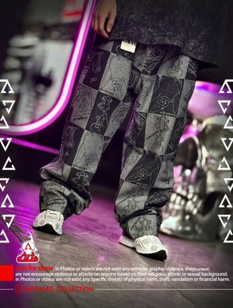 شلوار بگ جین استایل طرحدار