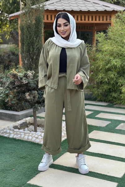 ست دوتیکه کت و شلوار کارولین سبز