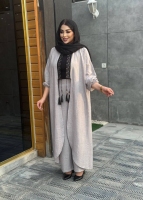 ست دوتیکه مانتو و شلوار شانتون طوسی