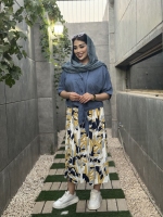 ست دوتیکه شومیز گره ای سرمه ای و سارافون