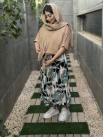 ست دوتیکه شومیز گره ای نسکافه ای و سارافون