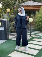 ست دوتیکه کت و شلوار کارولین سرمه ای