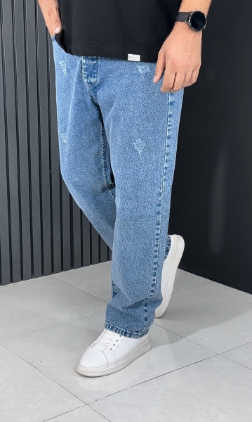 شلوار جین بگ مردانه زاپدار آبی