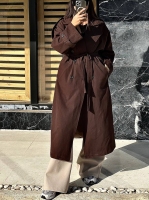 ترنچ کت کتان بلند