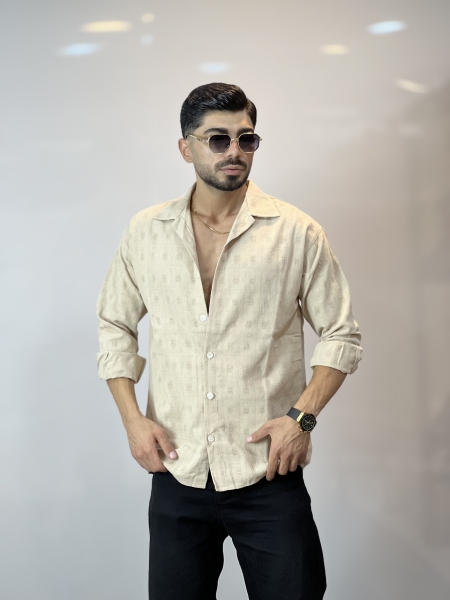 پیراهن پاییزه گیپوری آستین بلند Gh کرمی