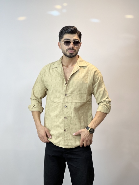 پیراهن پاییزه گیپوری آستین بلند Gh نسکافه ای