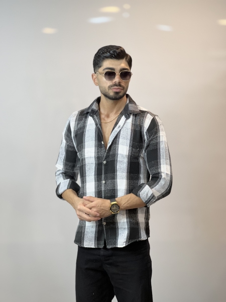 پیراهن پشمی پاییزه 400 گرمی Y1 مشکی سفید