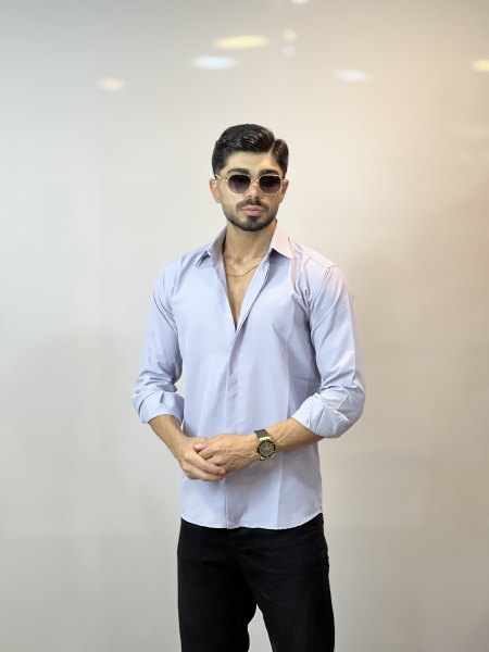 پیراهن دوشین آستین بلند کلاسیک طوسی روشن