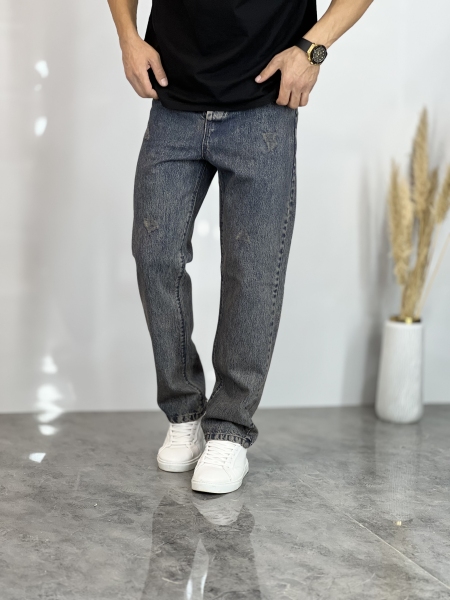 شلوار مام فیت جین Sol آبی کثیف کد 708