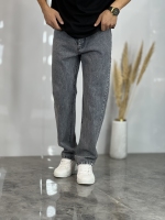 شلوار مام فیت جین Sol طوسی تیره ساده کد 674