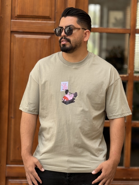 تیشرت پاتریک طوسی پسته ای