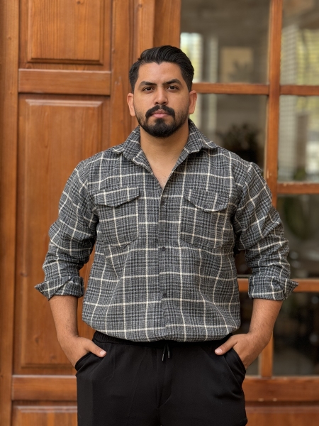 پیراهن پشمی طوسی سفید 2151