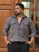 پیراهن پشمی طوسی زرشکی 2150