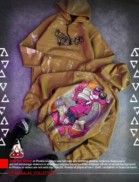 هودی سه نخ داخل کرکی پلنگ صورتی