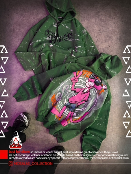 هودی سه نخ داخل کرکی پلنگ صورتی