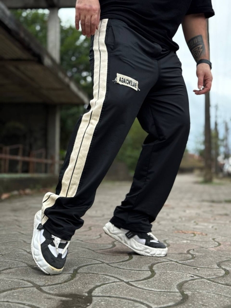 شلوار اسلش جدید BALENCIAGA دو خط نوار پهن مشکی