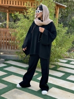 ست دوتیکه بافت کبریتی لش مشکی