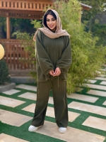 ست دوتیکه بافت کبریتی لش سبز