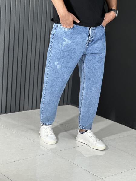 جین مام استایل زاپدار مردانه آبی روشن