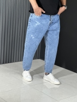 جین مام استایل زاپدار مردانه آبی روشن