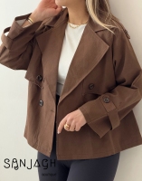 ترنچ کت کتان کراپ