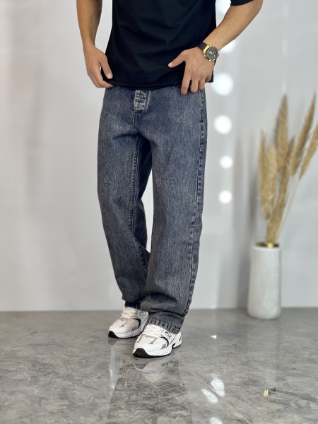 شلوار نیم بگ جین Zara آبی کثیف کد 706