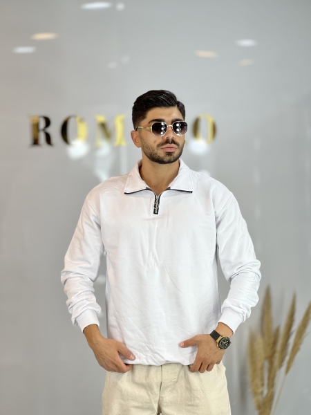 دورس نیم زیپ ساده Emsie سفید