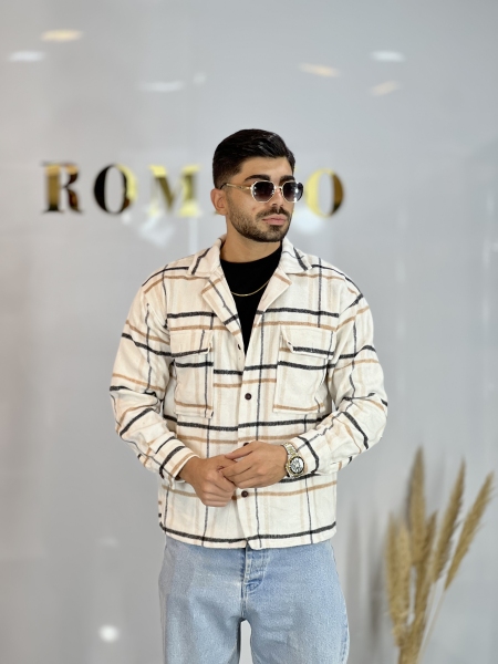 کت پشمی 800 گرمی H سفید کرمی