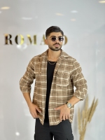 کت پشمی ضخیم H کرم قهوه ای بزرگ