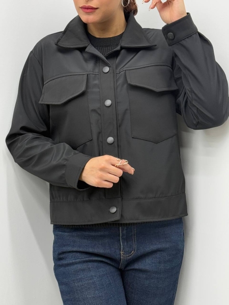 بارانی دکمه مشکی ملیسا