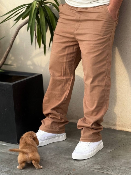 شلوار کتان کمرکش SUPERDRY نسکافه ای