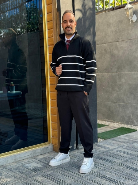 بافت نیم زیپ کلاسیک مشکی