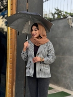 کت پشمی مزونی طوسی سفید