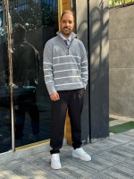 بافت نیم زیپ کلاسیک طوسی