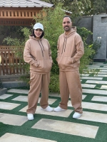 ست دوتیکه هودی و شلوار فیتیله ای نسکافه ای