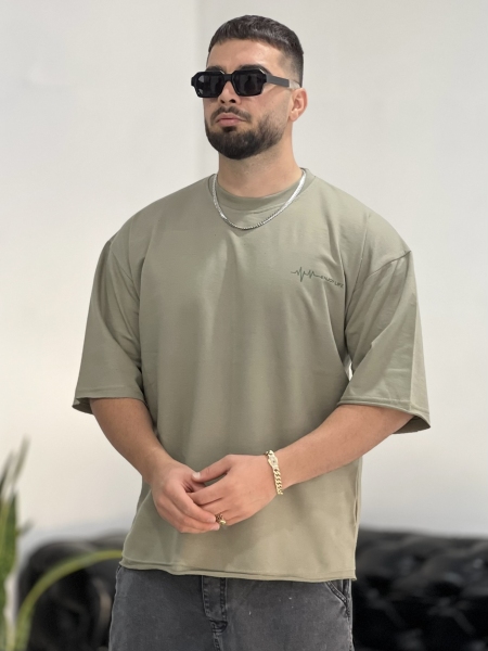 تیشرت 2نخ LIFE زیتونی