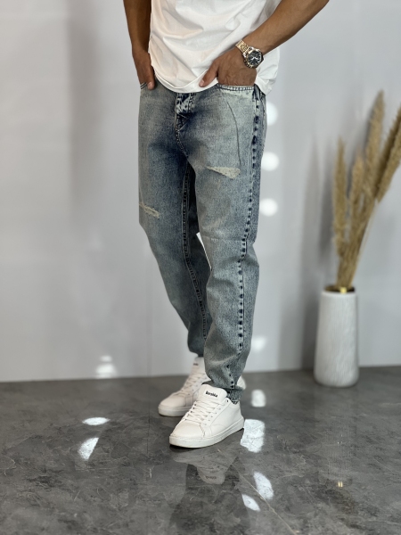 شلوار مام فیت جین Zara آبی سبز کد 31