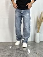 شلوار نیم بگ جین Alic آبی روشن کد 686