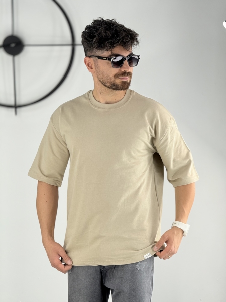 تیشرت بیسیک پارچه ماکان کرم