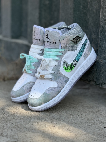 کتونی نایک دراگون ساق دار سفید سبز نایک آبی