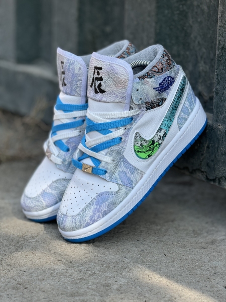 کتونی نایک دراگون ساق دار سفید آبی