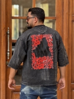 دورس سه نخ آستین سه ربع سنگشور مشکی قرمز